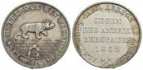 Germania. Alexander Carl (1834-1863) AR Tallero 1862 Anhalt Bernburg. KM. 88. FDC