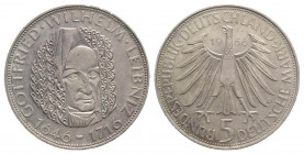Germania. AR 5 Marchi 1966, Gottfried Wilhelm Leibnitz (29mm, 11.08g). KM 119. SPL