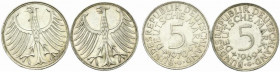Germania. AR 5 Marchi 1969 F in lotto con 5 marchi 1970 F. (2) SPL