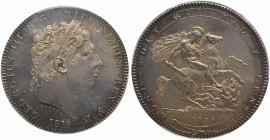 Gran Bretagna. Giorgio III (1760-1820) AR Corona 1819. Testa a destra R/ San Giorgio trafigge il drago. KM 675; S-3787. PCGS encapsulation graded Scra...