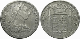 Messico. Carlo III (1759-1788) AR 8 reales 1776. Busto a destra R/ Stemma coronato. KM 106.2 BB