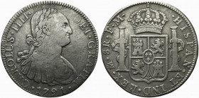 Messico. Carlo IV (1788-1808) AR 8 reales 1791. Busto a destra R/ Stemma coronato. KM 107. BB