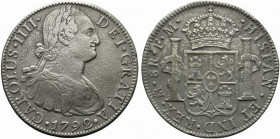 Messico. Carlo IV (1788-1808) AR 8 reales 1792. Busto a destra R/ Stemma coronato. KM 107. BB