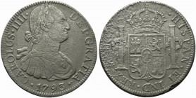 Messico. Carlo IV (1788-1808) AR 8 reales 1793. Busto a destra R/ Stemma coronato. KM 107. BB
