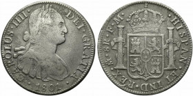 Messico. Carlo IV (1788-1808) AR 8 reales 1801. Busto a destra R/ Stemma coronato. KM 107. BB