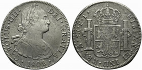 Messico. Carlo IV (1788-1808) AR 8 reales 1802. Busto a destra R/ Stemma coronato. KM 107. BB