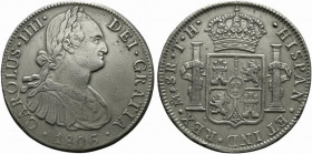 Messico. Carlo IV (1788-1808) AR 8 reales 1806. Busto a destra R/ Stemma coronato. KM 107. BB