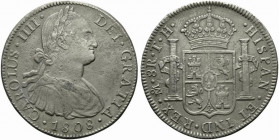 Messico. Carlo IV (1788-1808) AR 8 reales 1808. Busto a destra R/ Stemma coronato. KM 107. BB