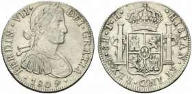 Messico. Ferdinando VII (1808-1833) AR 8 reales 1809 TH. Busto a destra R/ Stemma coronato. KM 110. BB