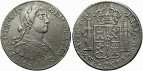 Messico. Ferdinando VII (1808-1833) AR 8 reales 1809 TH. Busto a destra R/ Stemma coronato. KM 110. BB