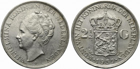 Olanda. Wilhelmina (1890-1948) AR 2,5 Gulden 1939 KM. 16. qSPL