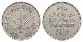 Palestina. AR 50 Mils 1939 (23.5mm, 5.85g, 12h). KM 6. SPL
