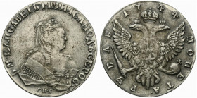 Russia. Elisabetta (1741-1761) AR Rublo 1744, S. Pietroburgo. Busto a d. R/ Aquila bicipite spiegata e coronata. Bitkin 256. BB+