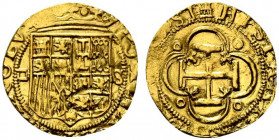 Spagna. Siviglia. Carlo e Giovanna (Juana y Carlos) (1516-1556) AV Scudo ND S. Scudo coronato R/ Croce in quadrilobo. Fr. 153. qSPL
