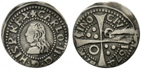Spagna. Barcellona. Carlo II (1665-1700) AR Croat 1674. Busto a s. R/ Croce. Cal. 658. BB+
