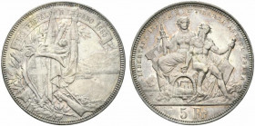 Svizzera . Lugano AR 5 franchi 1883. Tiri federali KM S16. BB+