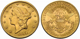 USA. 20 Dollari "Coronet Head" 1904, Filadelfia Friedb. 177. SPL+