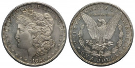 USA. AR One Dollar 1881 Morgan, San Francisco (38mm, 26.81g, 6h). KM 110. SPL+