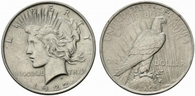 USA. AR One Dollar 1922 Liberty (38mm, 26.77g, 6h). KM 150. SPL