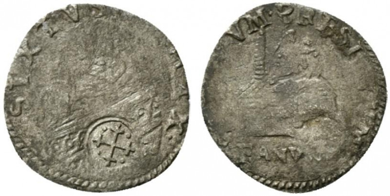 FANO. Sisto V (1585-1590) Baiocco a/I (g. 0,94). Busto a sn. R/ La Madonna con i...