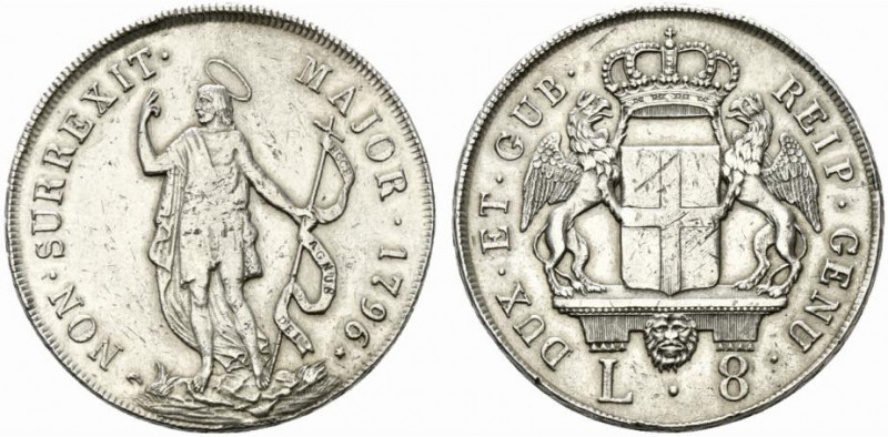 GENOVA. Dogi Biennali (III fase 1637-1797) 8 Lire 1796 “stemma nuovo”, stella do...