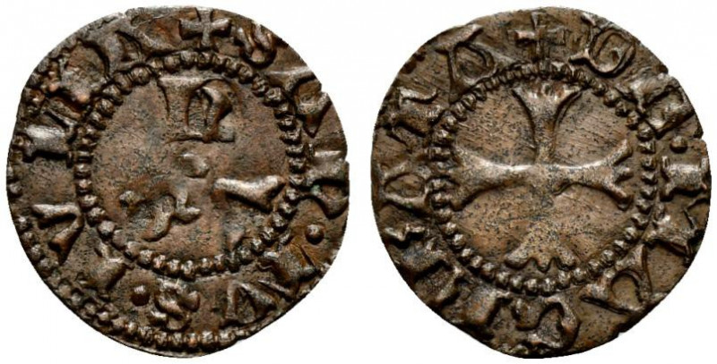 MACERATA. Autonome (1392-1447) Quattrino (g. 0,53). DE MACERATA Croce unghiata R...
