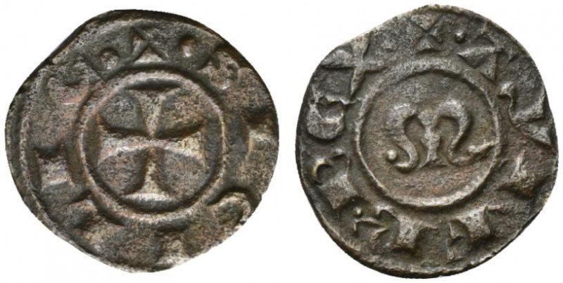MANFREDONIA. Manfredi (1258-1266) Denaro (g. 0,9). Grande lettera m R/ Croce. MI...