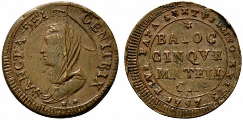 MATELICA. Pio VI (1775-1799). Madonnina da 5 baiocchi A.XXIII/1797 (g. 15,36). P...