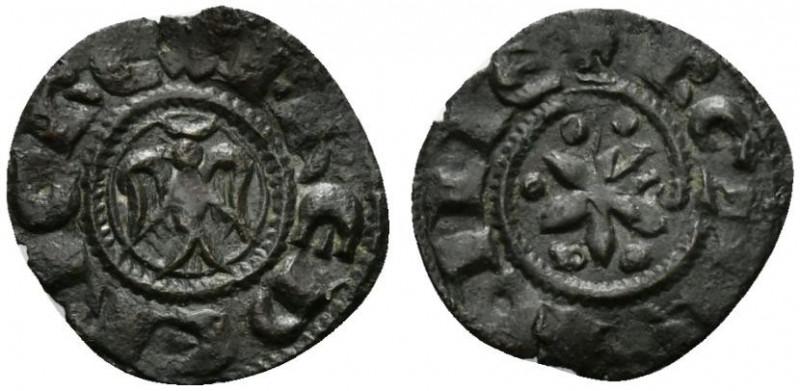 MESSINA. Federico II (1209-1220) Denaro 1214. Aquila R/ Stella a 6 punte. MIR 86...