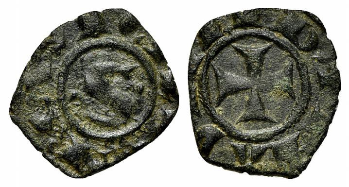 MESSINA. Manfredi (1258-1266) Denaro (g. 0,67). Lettera S tra globetti R/ Croce....