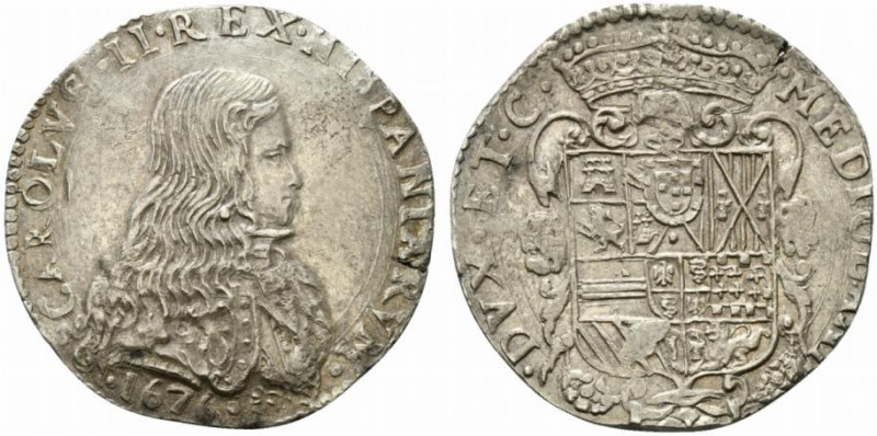 MILANO. Carlo II di Spagna (1665-1700) Filippo 1676 (g. 27,88) •CAROLVS•II• REX•...