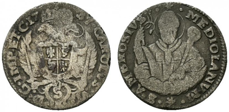 MILANO. Carlo VI d’Asburgo (1726-1740) 5 Soldi 1737 (g. 2,22). Aquila bicipite c...