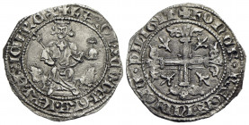 NAPOLI. Carlo II d´Angiò (1285-1309) Gigliato (g. 2,9) Re in trono R/ Croce gigliata. Pann. 3 AR RARO - qFDC