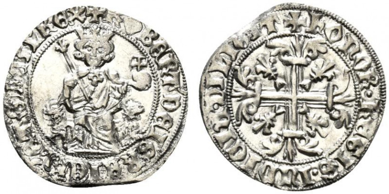 NAPOLI. Roberto d´Angiò (1309-1343) Gigliato (g. 3,93). Re Roberto in trono R/ C...
