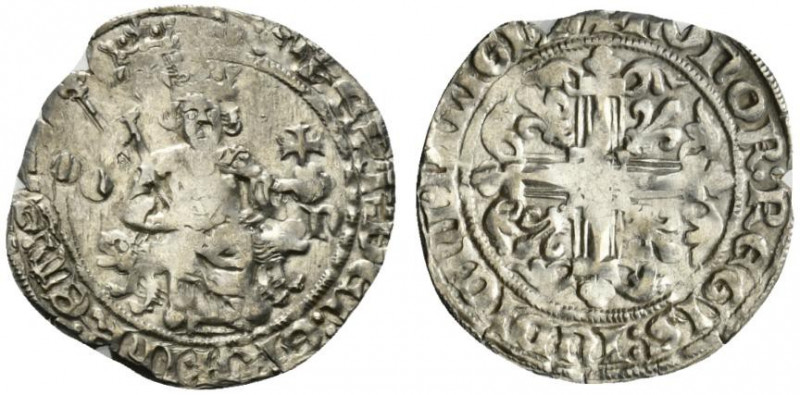 NAPOLI. Roberto d´Angiò (1309-1343) Gigliato (g. 3,94). Re Roberto in trono tra ...