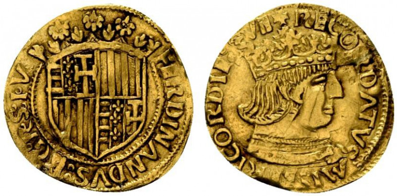 NAPOLI. Ferdinando I d´Aragona (1458-1494) Ducato d’oro (g. 3,36). FERDINANDVS D...