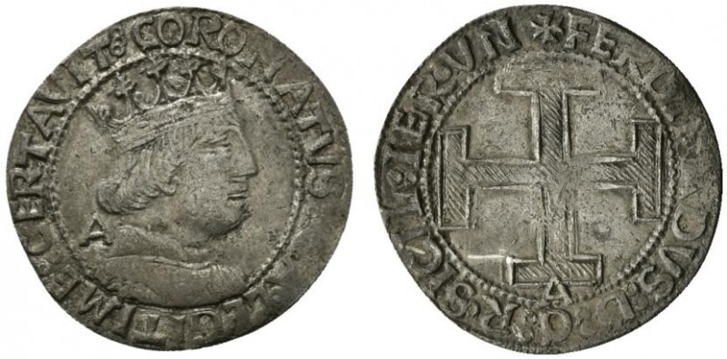 NAPOLI. Ferdinando I d´Aragona (1458-1494) Coronato (g. 3,8). FERDINANDVS D G R ...