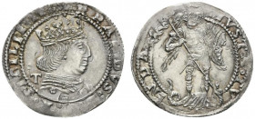 NAPOLI. Ferdinando I d´Aragona (1458-1494) Coronato (g. 3,98). FERANDVS D G R SICILIE IER Busto coronato e corazzato volto a ds.; dietro la nuca, lett...