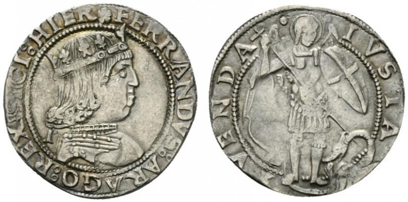 NAPOLI. Ferdinando I d´Aragona (1458-1494) Coronato (g. 4). FERRANDVS ARAGO REX ...