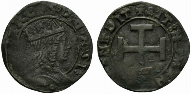 NAPOLI. Federico III (1496-1501) Sestino (g. 2,49). Busto coronato a ds. R/ Croc...