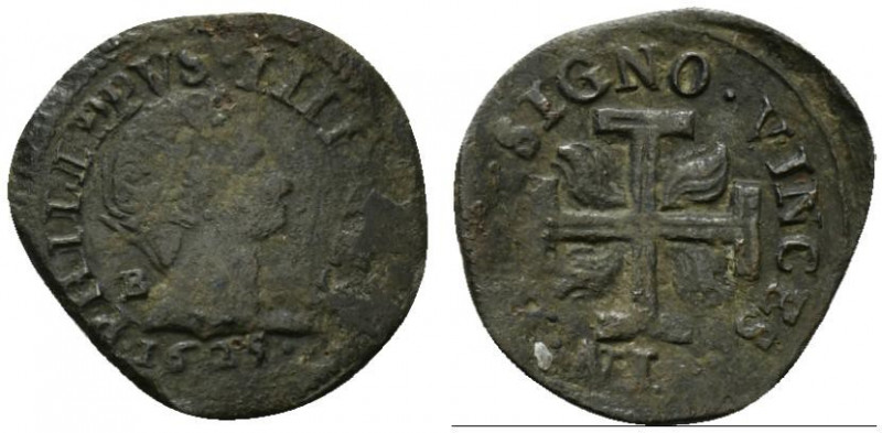 NAPOLI. Filippo IV di Spagna (1621-1665) 3 Cavalli 1625 (g. 1,96). Busto cor. a ...