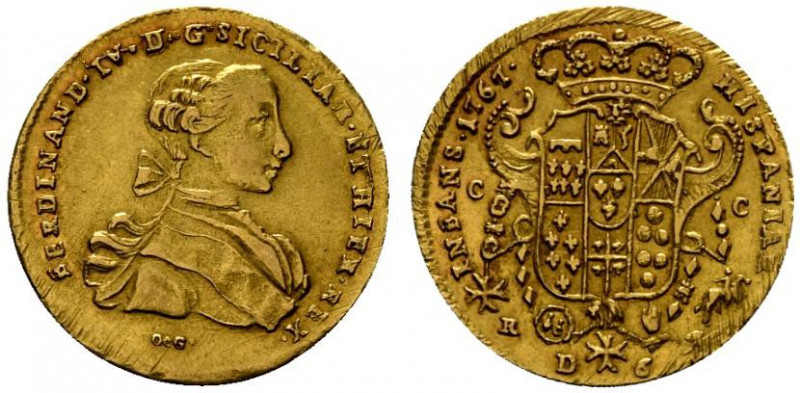 NAPOLI. Ferdinando IV (1 periodo 1759-1799) 6 ducati 1767 (g. 8,84). FERDINAND I...