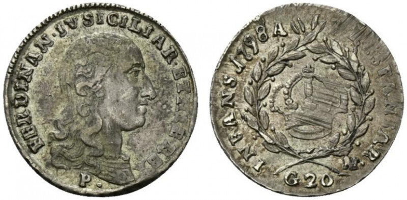 NAPOLI. Ferdinando IV (1 periodo 1759-1799) Tarì 1798 (g. 4,65). FERDINAN IV D G...