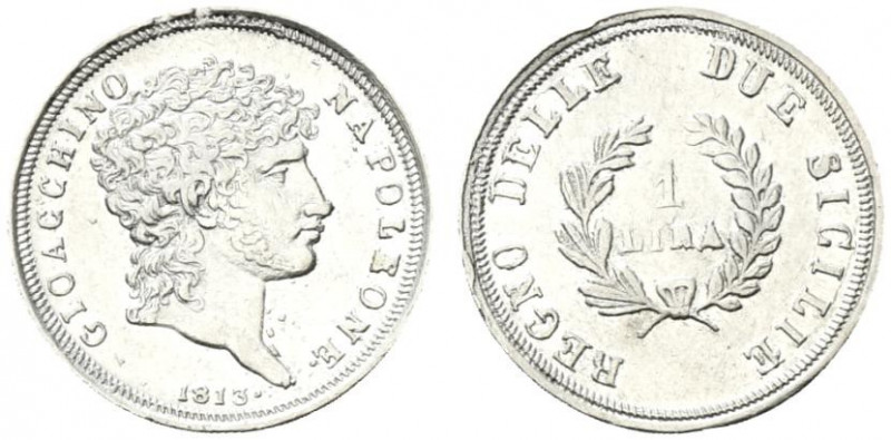 NAPOLI. Gioacchino Murat (1808-1815) Lira 1813 (g. 4,96). GIOACCHINO NAPOLEONE T...