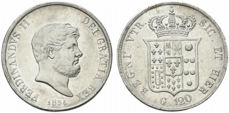 NAPOLI. Ferdinando II di Borbone (1830-1859) Piastra 1854 (g. 27,55). FERDINANDV...