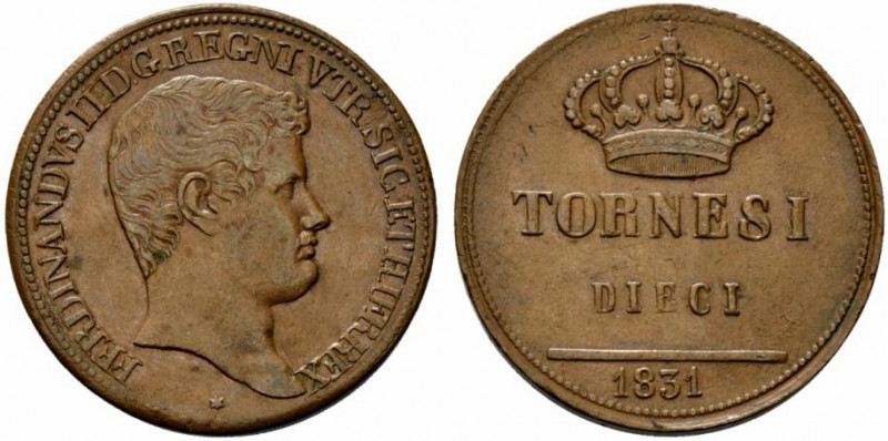 NAPOLI. Ferdinando II di Borbone (1830-1859) 10 tornesi 1831 (g. 31,12). FERDINA...