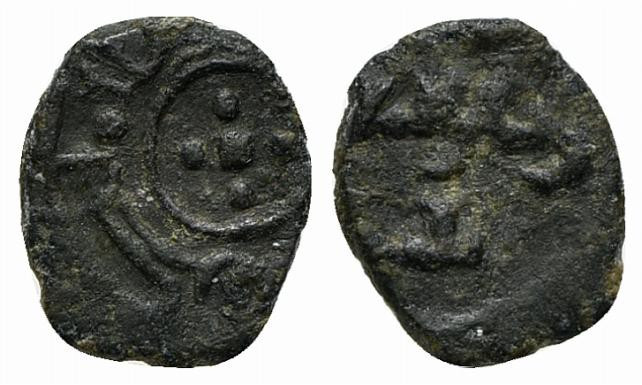 PALERMO. Guglielmo II (1166-1189) Karruba (g. 0,32). Legenda cufica intorno a 5 ...