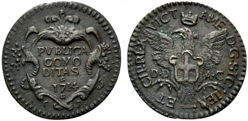 PALERMO. Vittorio Amedeo II (1713-1718) Grano 1714 (g, 4,93). VICT AME D G SIC I...