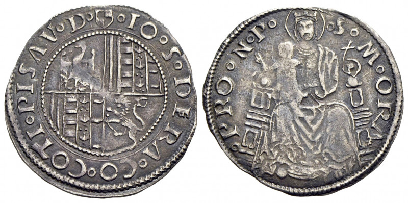 PESARO. Giovanni Sforza (1489-1510) Grosso. Campo inquartato R/ B. Vergine in tr...