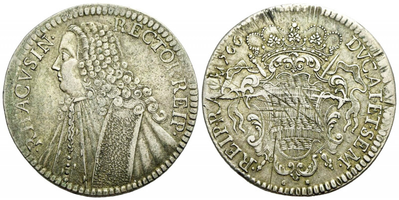 RAGUSA. Repubblica (1766) Tallero rettorale 1766. Busto a sn. R/ Stemma coronato...